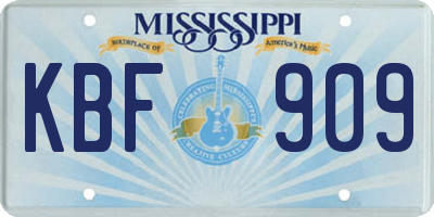 MS license plate KBF909
