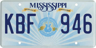 MS license plate KBF946