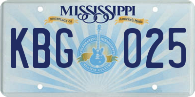 MS license plate KBG025
