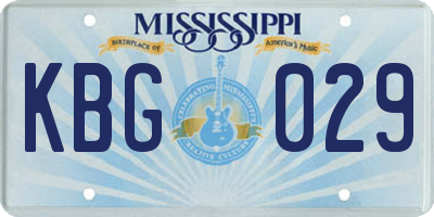 MS license plate KBG029