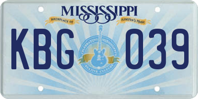 MS license plate KBG039
