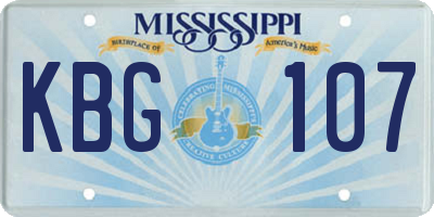 MS license plate KBG107