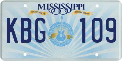 MS license plate KBG109