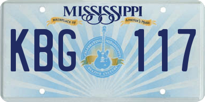 MS license plate KBG117