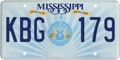MS license plate KBG179