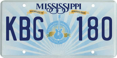 MS license plate KBG180