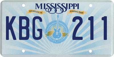 MS license plate KBG211