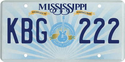 MS license plate KBG222