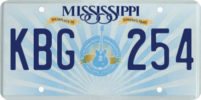 MS license plate KBG254