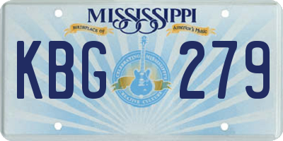 MS license plate KBG279