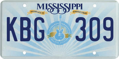 MS license plate KBG309