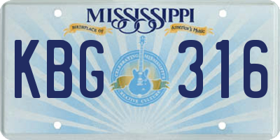 MS license plate KBG316