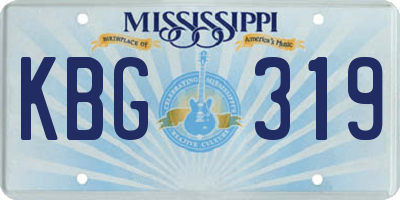 MS license plate KBG319