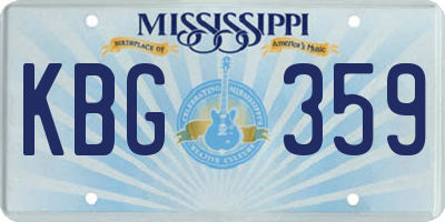 MS license plate KBG359