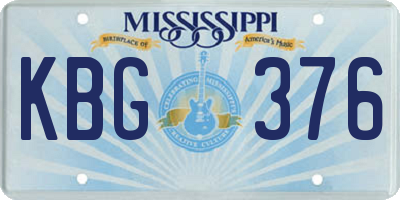 MS license plate KBG376