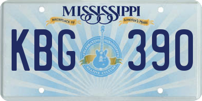 MS license plate KBG390