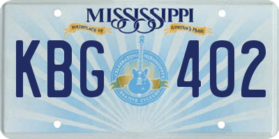 MS license plate KBG402