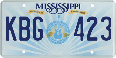 MS license plate KBG423