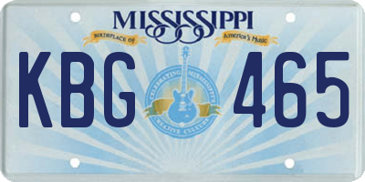 MS license plate KBG465