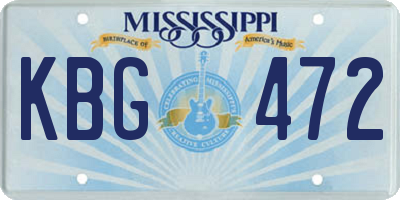 MS license plate KBG472
