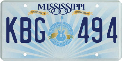 MS license plate KBG494