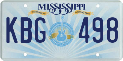 MS license plate KBG498