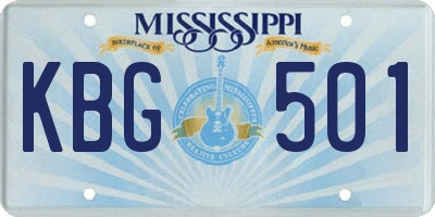 MS license plate KBG501
