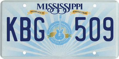 MS license plate KBG509
