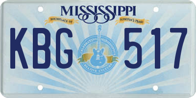 MS license plate KBG517