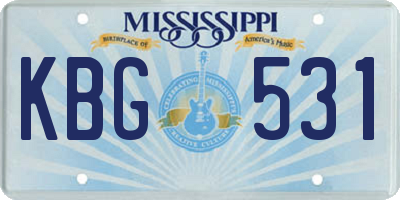 MS license plate KBG531