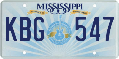 MS license plate KBG547