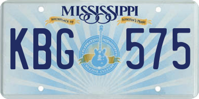 MS license plate KBG575