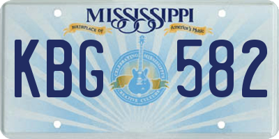MS license plate KBG582