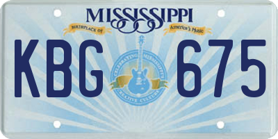 MS license plate KBG675