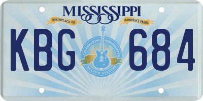 MS license plate KBG684