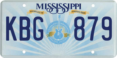 MS license plate KBG879