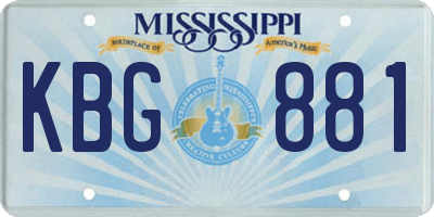 MS license plate KBG881