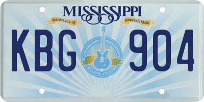 MS license plate KBG904