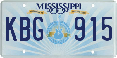 MS license plate KBG915
