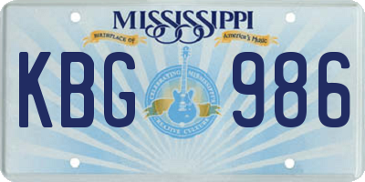MS license plate KBG986