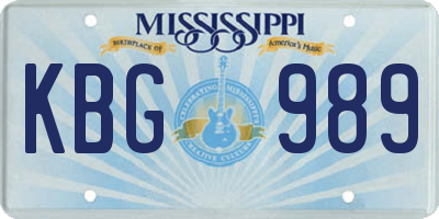 MS license plate KBG989
