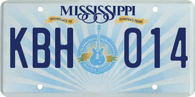 MS license plate KBH014