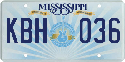 MS license plate KBH036