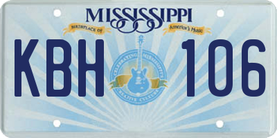 MS license plate KBH106