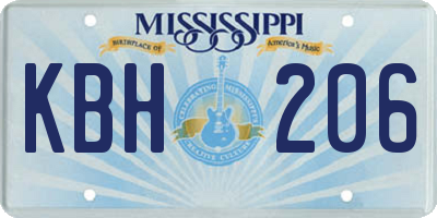 MS license plate KBH206