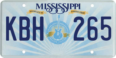 MS license plate KBH265