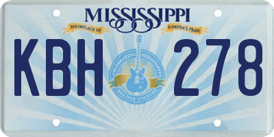 MS license plate KBH278