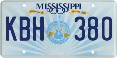 MS license plate KBH380