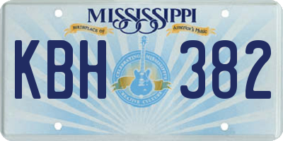 MS license plate KBH382