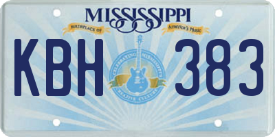 MS license plate KBH383